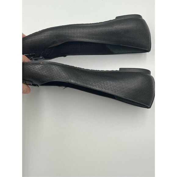 Tory Burch Lowell 2 Perforated Black Leather Ballerina Ballet Flat w Logo Size 7 - Picture 11 of 13